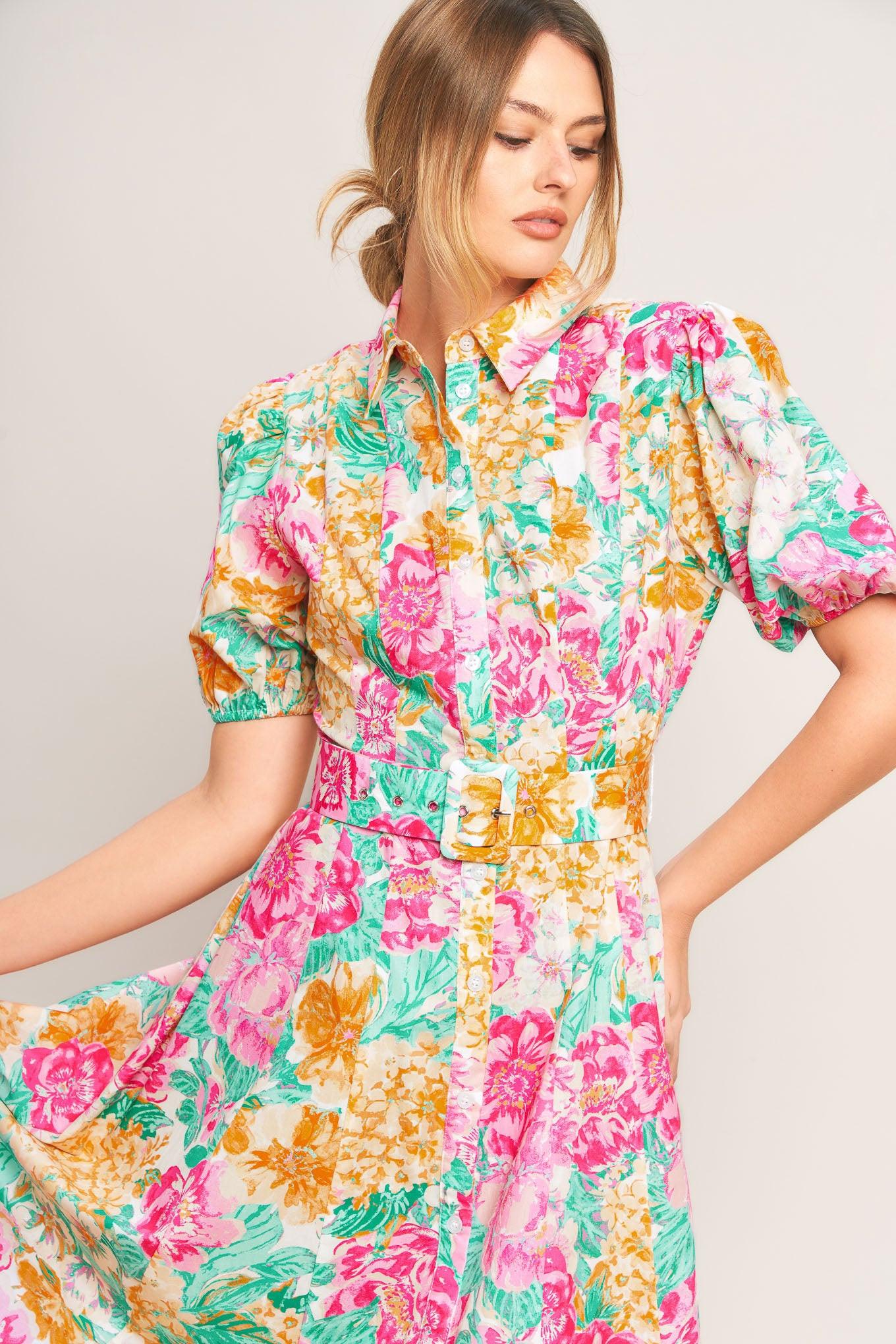 BLOOMING GARDEN WOVEN MIDI DRESS - Glamourous Grace