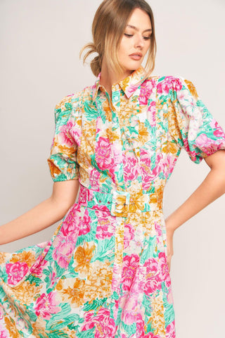 BLOOMING GARDEN WOVEN MIDI DRESS - Glamourous Grace