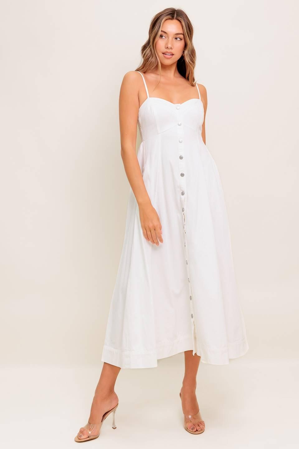 NATURE’S TOUCH WHITE WOVEN MIDI DRESS - Glamourous Grace