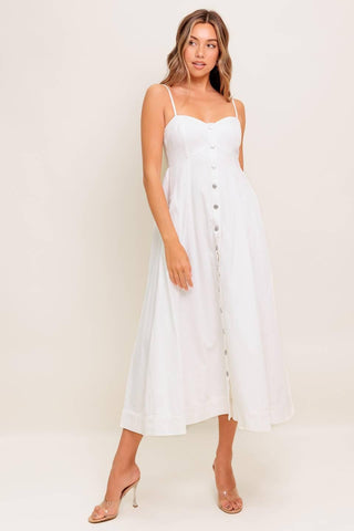 NATURE’S TOUCH WHITE WOVEN MIDI DRESS - Glamourous Grace