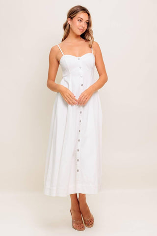 NATURE’S TOUCH WHITE WOVEN MIDI DRESS - Glamourous Grace