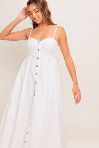 NATURE’S TOUCH WHITE WOVEN MIDI DRESS - Glamourous Grace