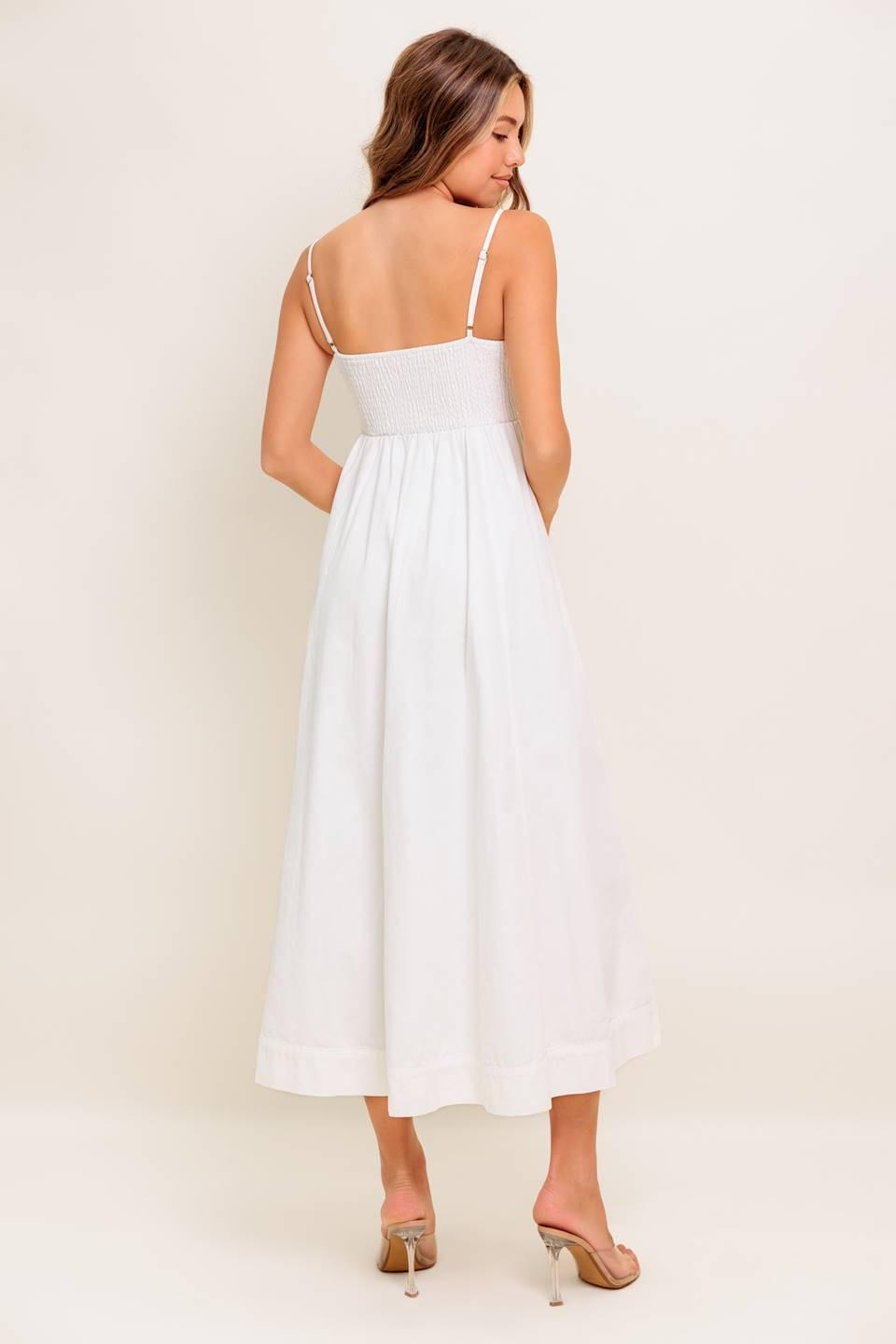 NATURE’S TOUCH WHITE WOVEN MIDI DRESS - Glamourous Grace