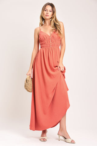 CORAL BLOSSOM WOVEN MAXI DRESS - Glamourous Grace