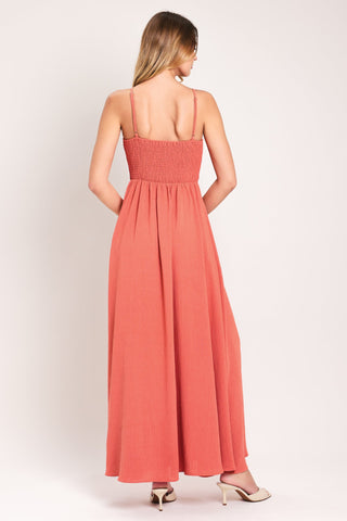 CORAL BLOSSOM WOVEN MAXI DRESS - Glamourous Grace