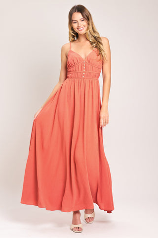 CORAL BLOSSOM WOVEN MAXI DRESS - Glamourous Grace