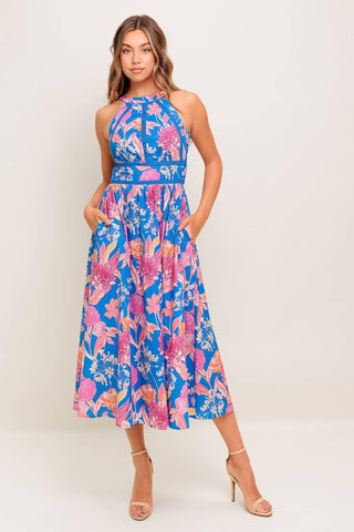 SUN-KISSED FLOWER WOVEN MIDI DRESS - Glamourous Grace