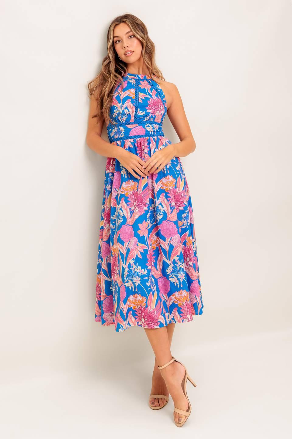 SUN-KISSED FLOWER WOVEN MIDI DRESS - Glamourous Grace