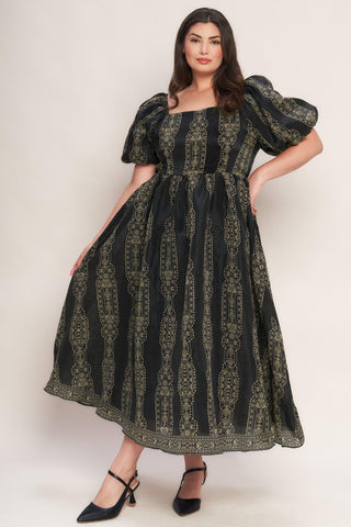 VINTAGE SQUARE WOVEN MIDI DRESS - Glamourous Grace