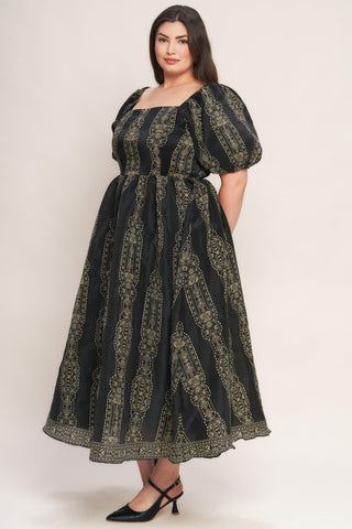 VINTAGE SQUARE WOVEN MIDI DRESS - Glamourous Grace