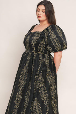 VINTAGE SQUARE WOVEN MIDI DRESS - Glamourous Grace
