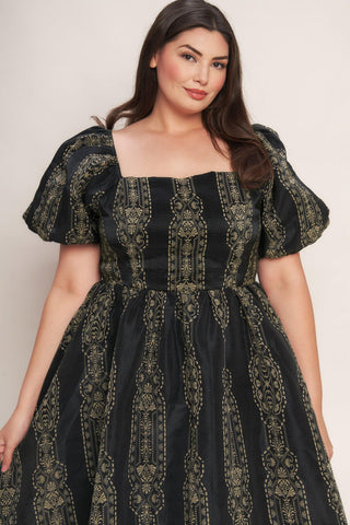 VINTAGE SQUARE WOVEN MIDI DRESS - Glamourous Grace