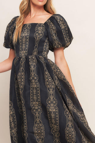 VINTAGE SQUARE WOVEN MIDI DRESS - Glamourous Grace
