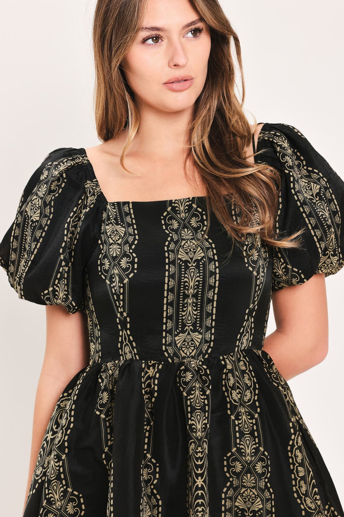 VINTAGE SQUARE WOVEN MIDI DRESS