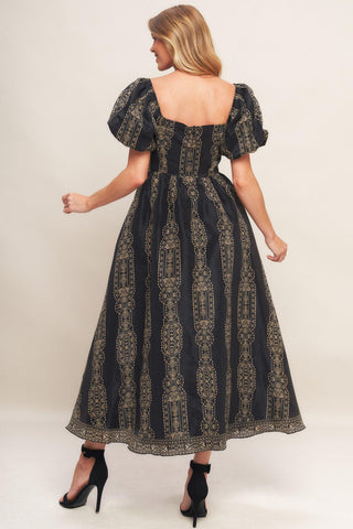 VINTAGE SQUARE WOVEN MIDI DRESS - Glamourous Grace