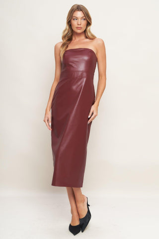 RUNWAY TREND FAUX LEATHER MIDI DRESS - Glamourous Grace