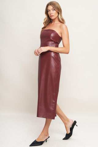 RUNWAY TREND FAUX LEATHER MIDI DRESS - Glamourous Grace