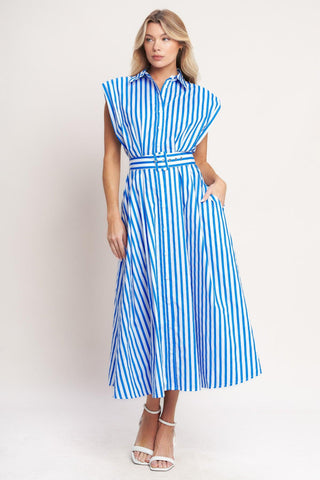 BISTRO STRIPE WOVEN MIDI DRESS - Glamourous Grace