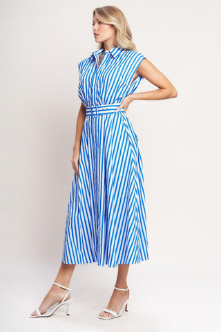 BISTRO STRIPE WOVEN MIDI DRESS - Glamourous Grace