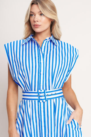 BISTRO STRIPE WOVEN MIDI DRESS - Glamourous Grace