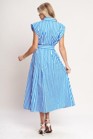 BISTRO STRIPE WOVEN MIDI DRESS - Glamourous Grace