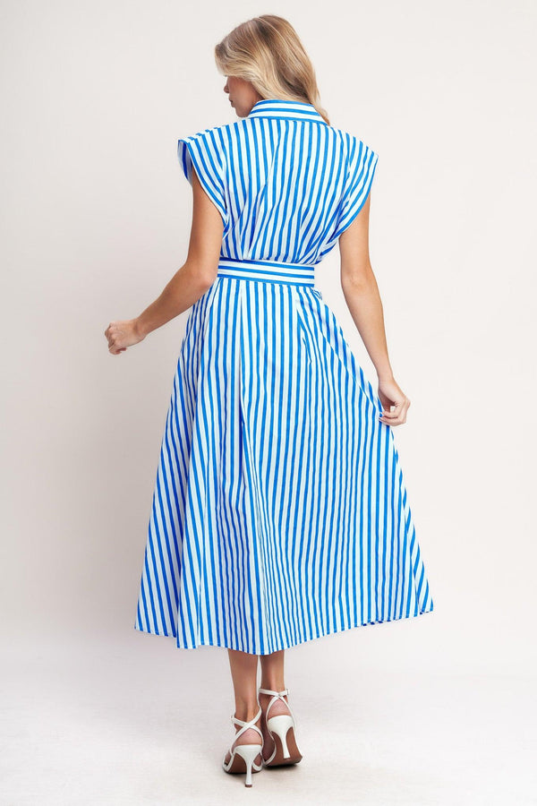 BISTRO STRIPE WOVEN MIDI DRESS - Glamourous Grace