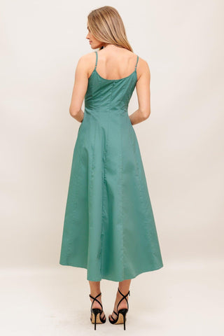 VERDE ELEGANTE WOVEN MIDI DRESS - Glamourous Grace