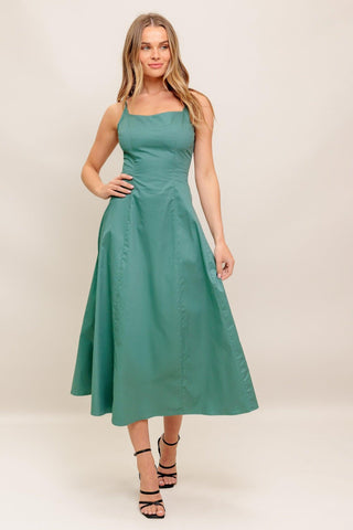 VERDE ELEGANTE WOVEN MIDI DRESS - Glamourous Grace