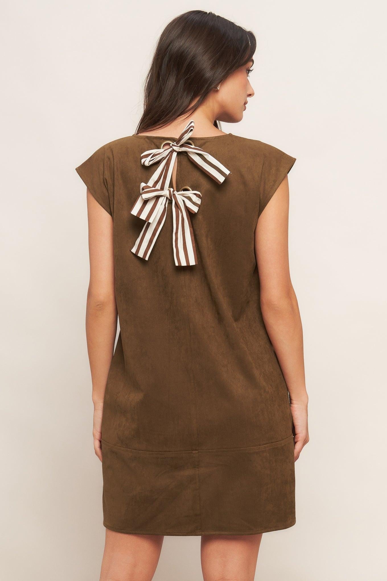 QUIET LUXURY EDGE FAUX SUEDE MIDI SHIFT DRESS - Glamourous Grace