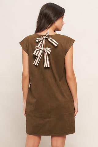 QUIET LUXURY EDGE FAUX SUEDE MIDI SHIFT DRESS - Glamourous Grace
