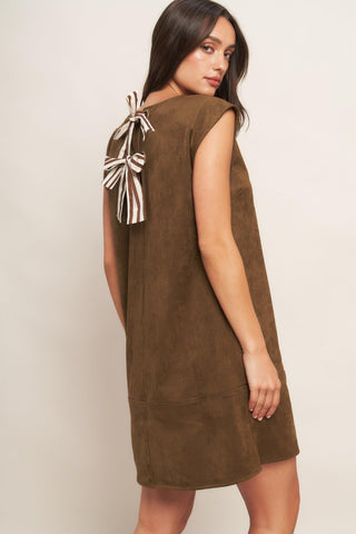 QUIET LUXURY EDGE FAUX SUEDE MIDI SHIFT DRESS - Glamourous Grace