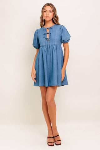 SUNSET GETAWAY DENIM MINI DRESS - Glamourous Grace
