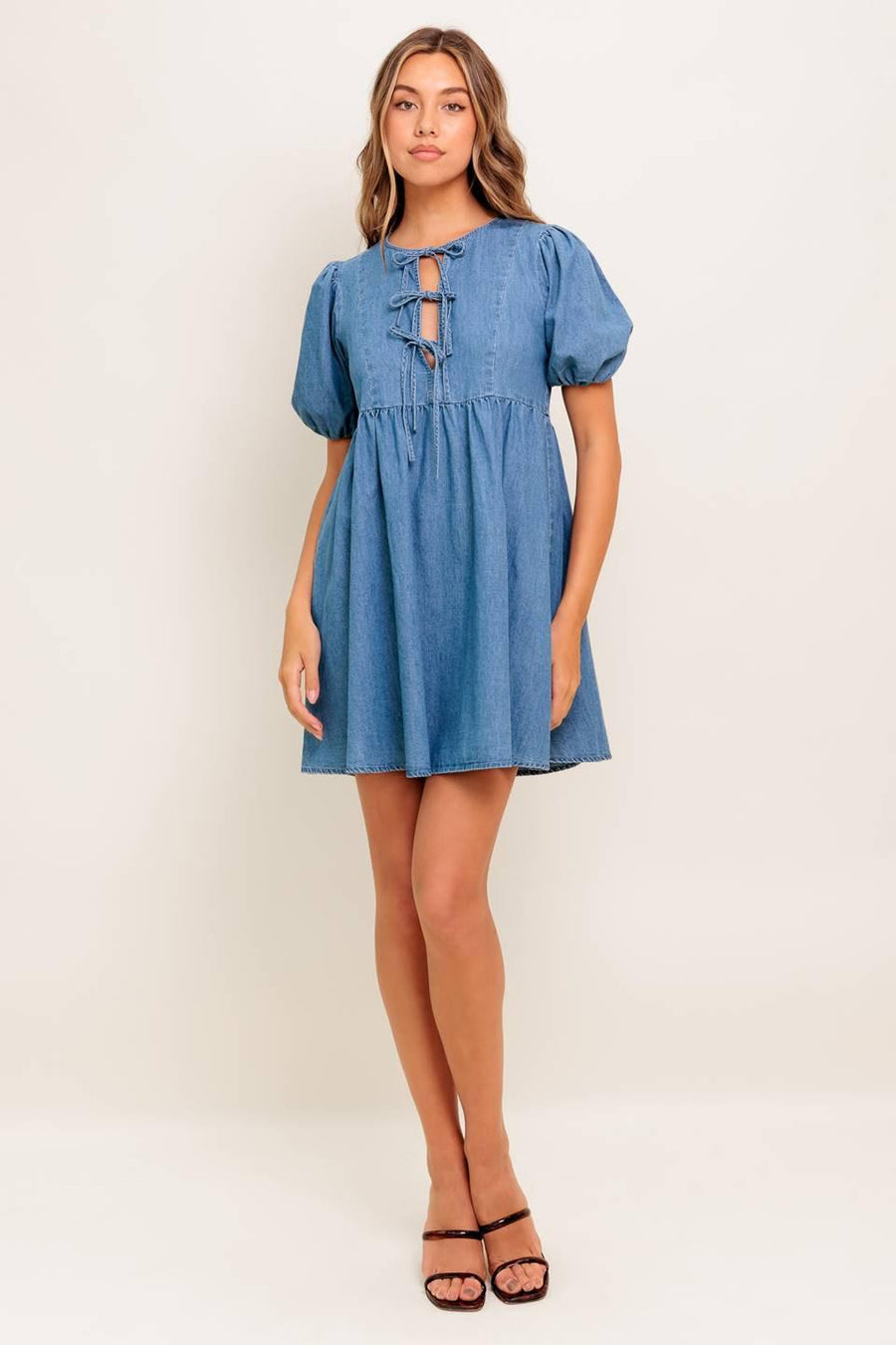 SUNSET GETAWAY DENIM MINI DRESS - Glamourous Grace