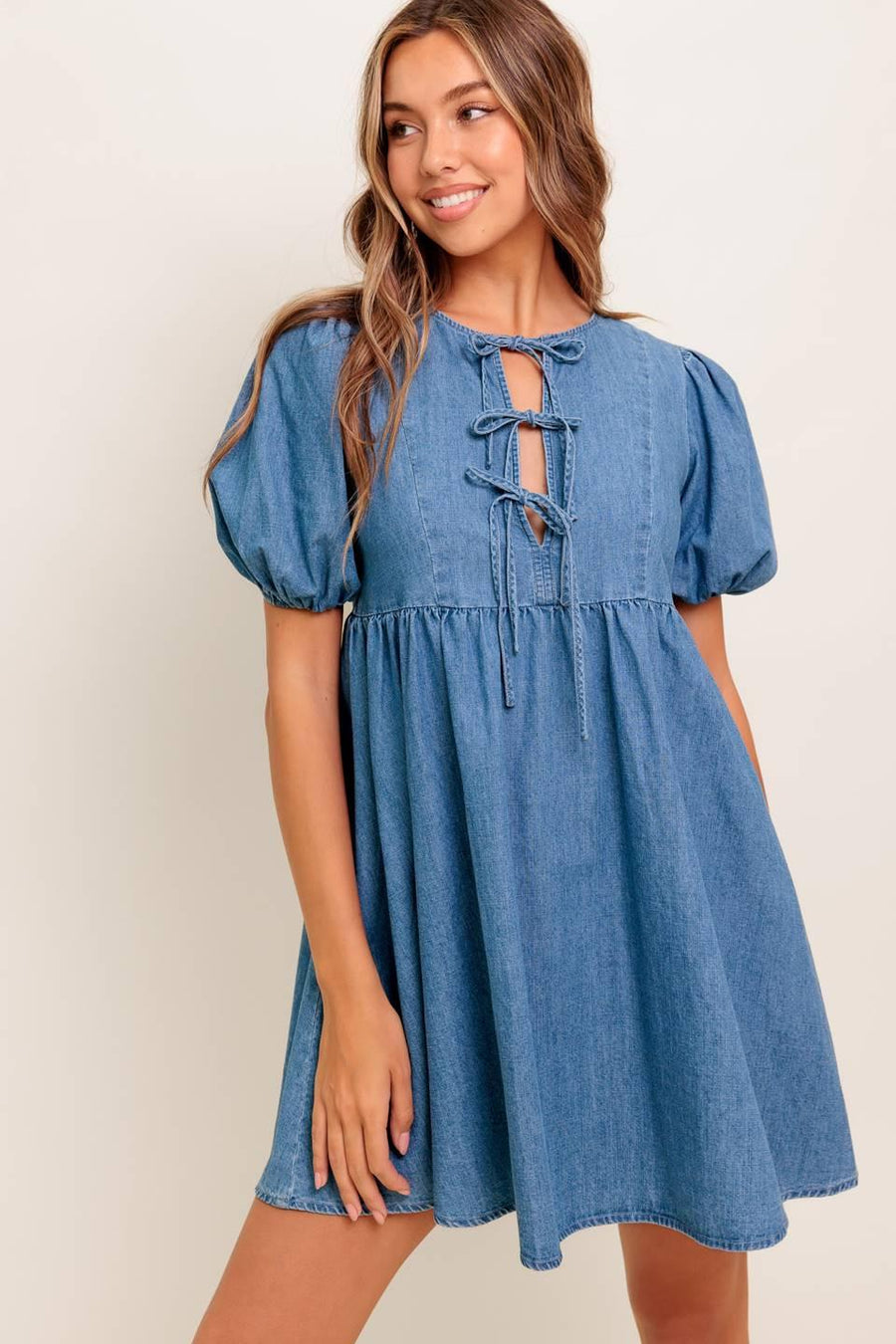 SUNSET GETAWAY DENIM MINI DRESS - Glamourous Grace