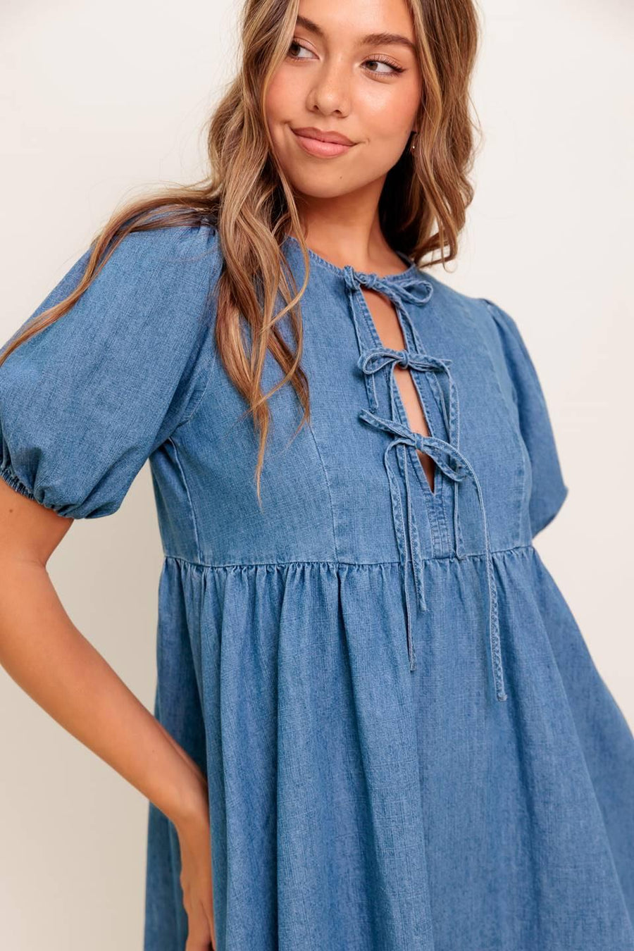 SUNSET GETAWAY DENIM MINI DRESS - Glamourous Grace