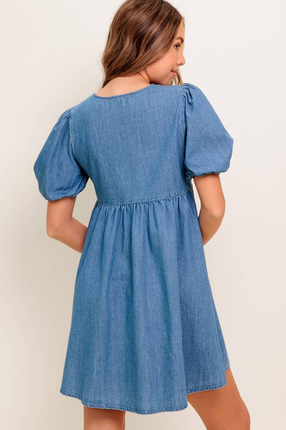 SUNSET GETAWAY DENIM MINI DRESS - Glamourous Grace