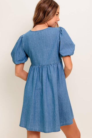 SUNSET GETAWAY DENIM MINI DRESS - Glamourous Grace