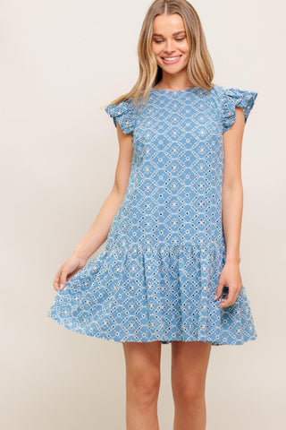 CUPCAKE SMILE WOVEN EYELET BABYDOLL DRESS - Glamourous Grace