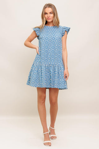 CUPCAKE SMILE WOVEN EYELET BABYDOLL DRESS - Glamourous Grace