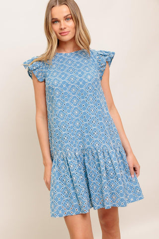 CUPCAKE SMILE WOVEN EYELET BABYDOLL DRESS - Glamourous Grace