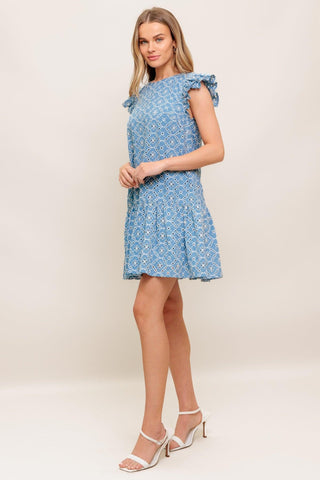 CUPCAKE SMILE WOVEN EYELET BABYDOLL DRESS - Glamourous Grace