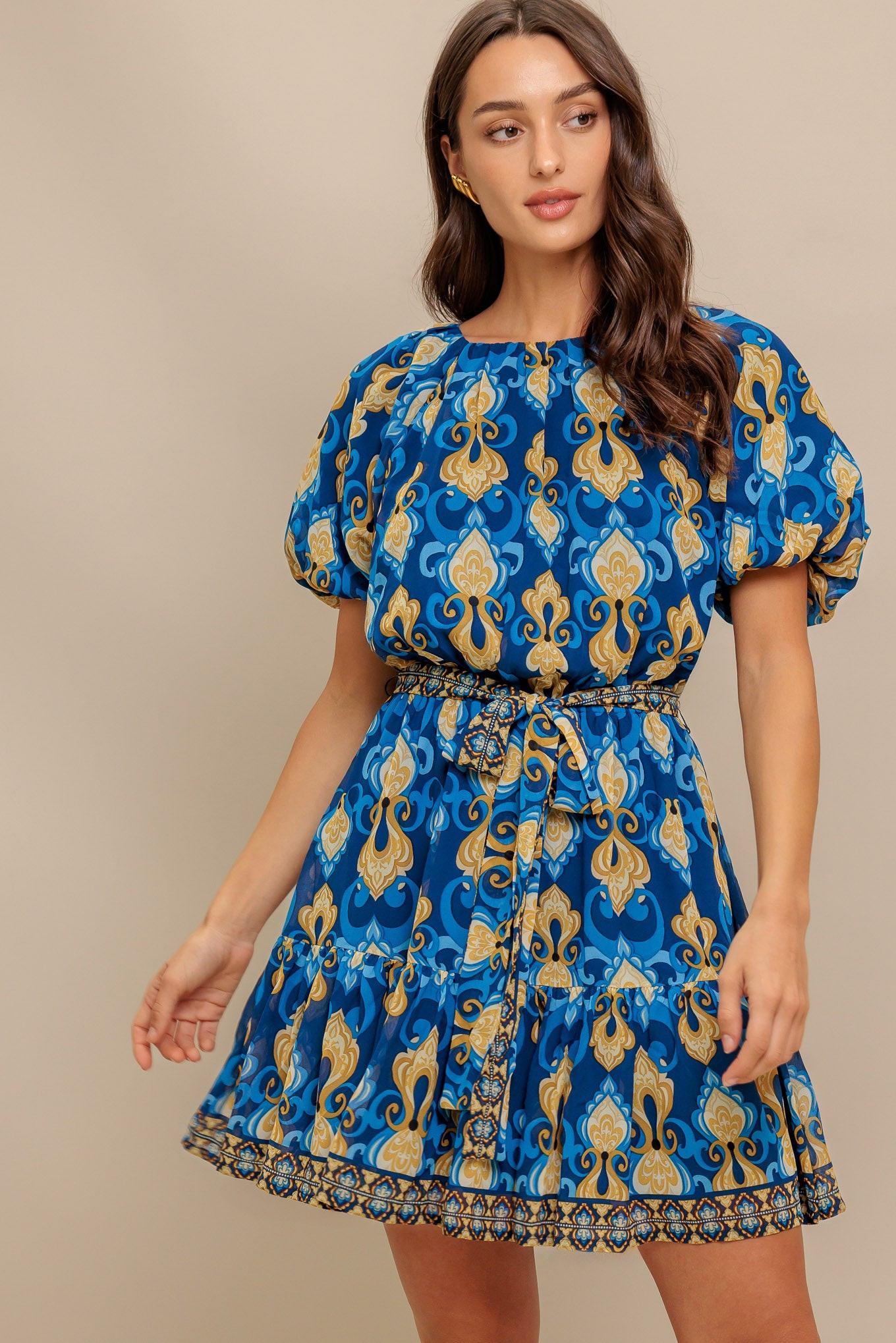 BAROQUE BREEZE WOVEN MINI DRESS - Glamourous Grace
