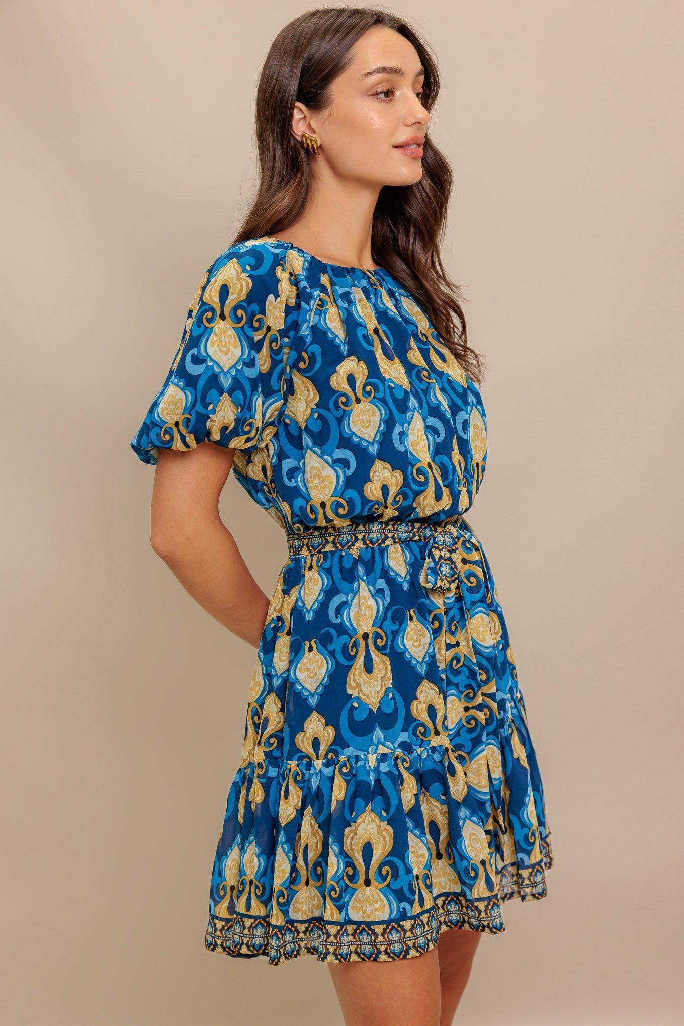 BAROQUE BREEZE WOVEN MINI DRESS - Glamourous Grace