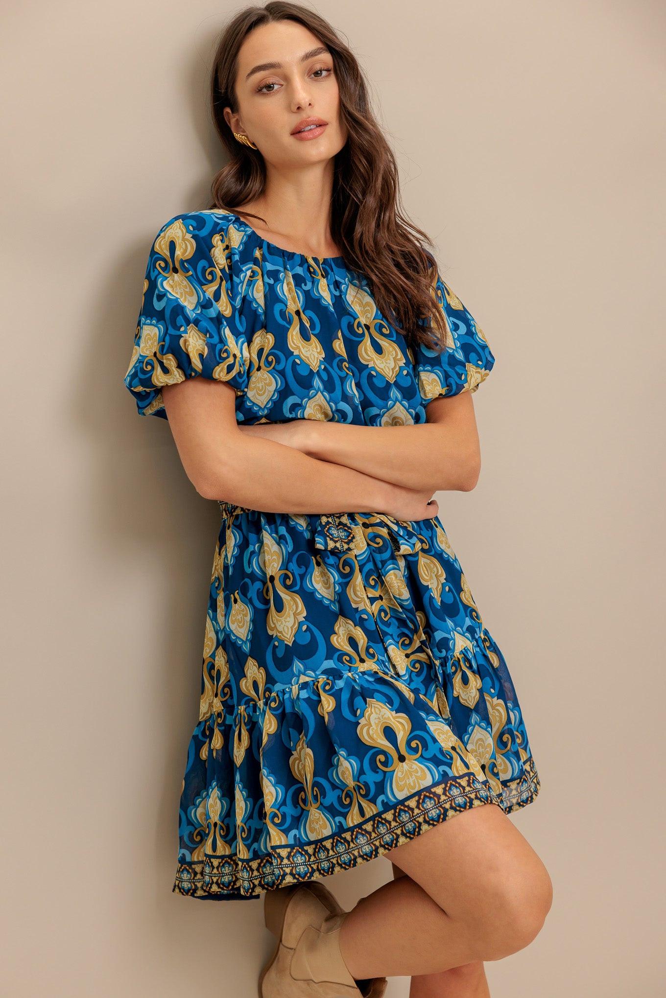 BAROQUE BREEZE WOVEN MINI DRESS - Glamourous Grace