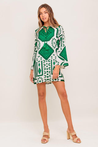 EMERALD TERRA TUNIC WOVEN MINI DRESS - Glamourous Grace