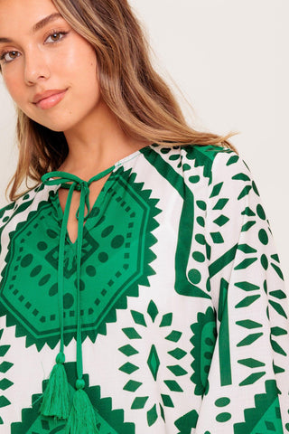 EMERALD TERRA TUNIC WOVEN MINI DRESS - Glamourous Grace