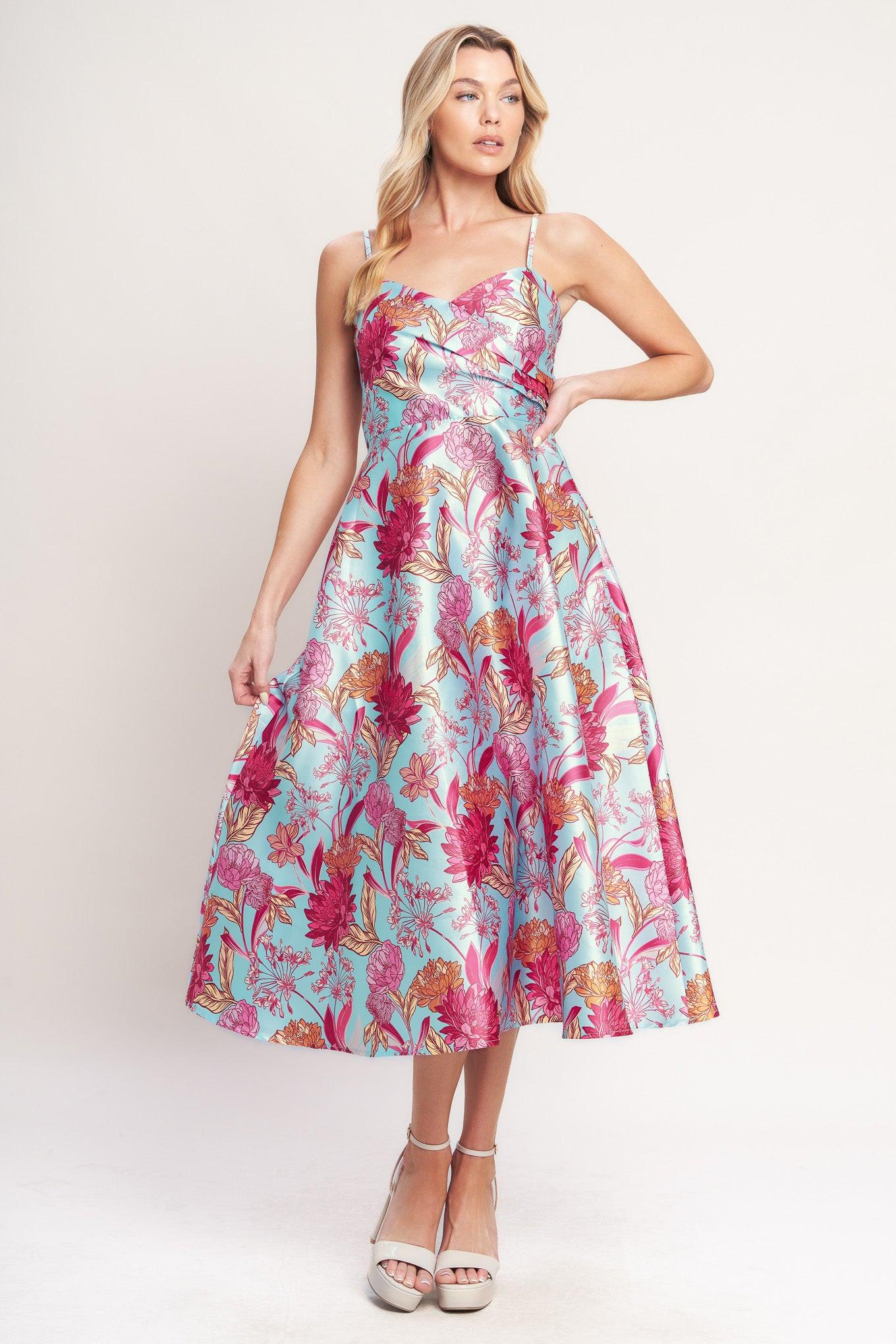 ELEVATED GARDEN WOVEN MIDI DRESS - Glamourous Grace