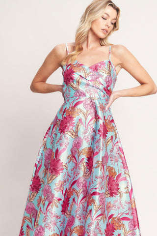 ELEVATED GARDEN WOVEN MIDI DRESS - Glamourous Grace