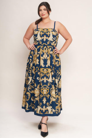 IMPERIAL BLOOM BLUE WOVEN MIDI DRESS - Glamourous Grace