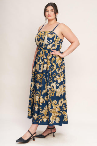 IMPERIAL BLOOM BLUE WOVEN MIDI DRESS - Glamourous Grace